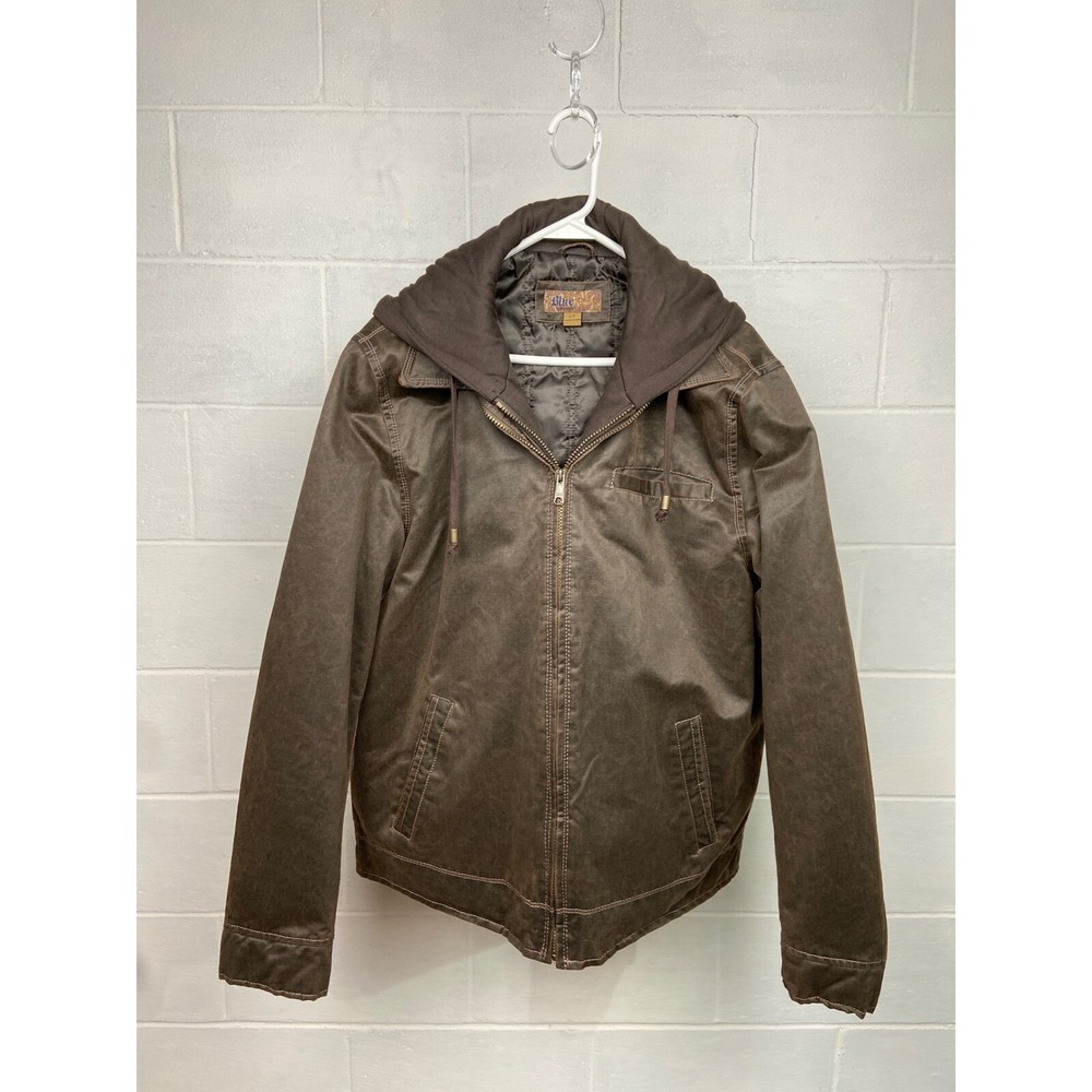 Pronto Uomo BLUE Hooded Jacket Full‎ Zip Brown Casual Lightweight Coat Men's LT